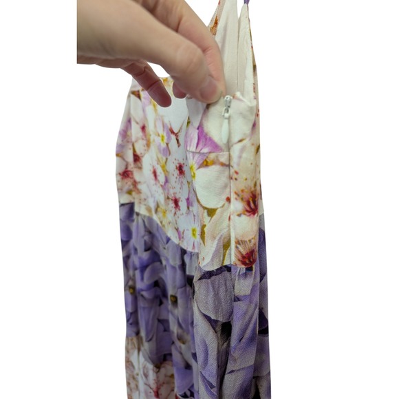 Desigual‎ Estrella Maxi Dress Tiered Patchwork Floral Boho Purple White XL - Picture 5 of 9
